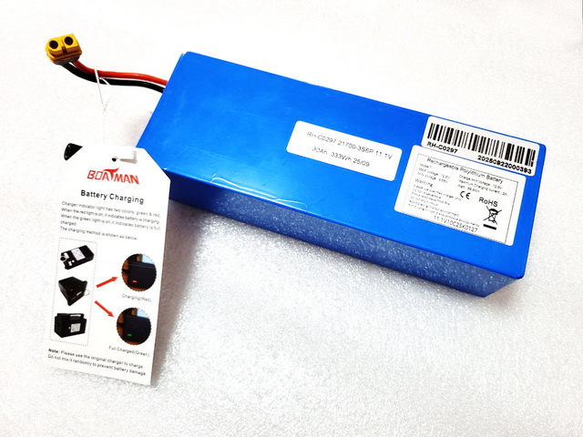 Литиевый аккумулятор LiPo 11,1В-30А/Г для скоростных прикормочных корабликов Boatman East Boat S3 для рыбалки